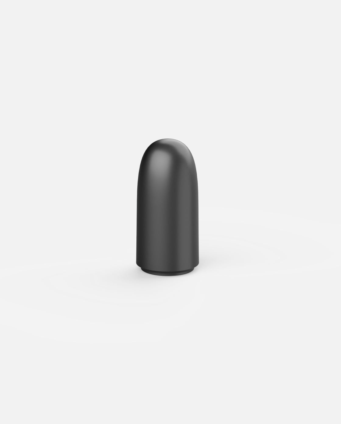 Black RTK antenna with smooth dome-shaped top and cylindrical base, front view on white background