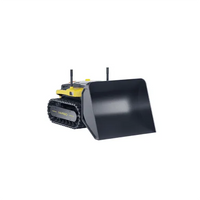 Yellow and black remote-controlled bulldozer toy with front scoop, tracks, and "YARD" branding on side.