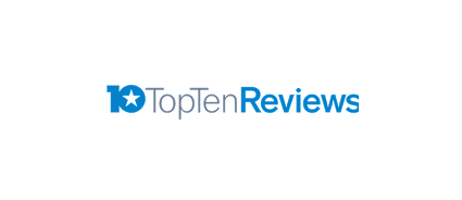 Blue "10" with white star, followed by "TopTenReviews" in blue and gray text on white background.