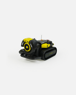 Mini black and yellow Yarbo blower 3D model from Yarbo, featuring tank treads, side-mounted fan, and compact design, shown in angled studio view