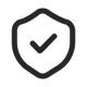 Black shield icon with a checkmark inside, symbolizing security or approval.