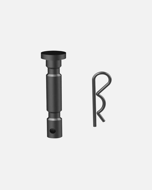 Black shear pin and cotter pin set, Y Series, featuring cylindrical pin with flared head and bent wire cotter, shown in side view against white background.