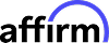 Black lowercase text "affirm" with a blue arc above the right side, on white background.