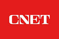Bold white "CNET" logo centered on a solid red background.